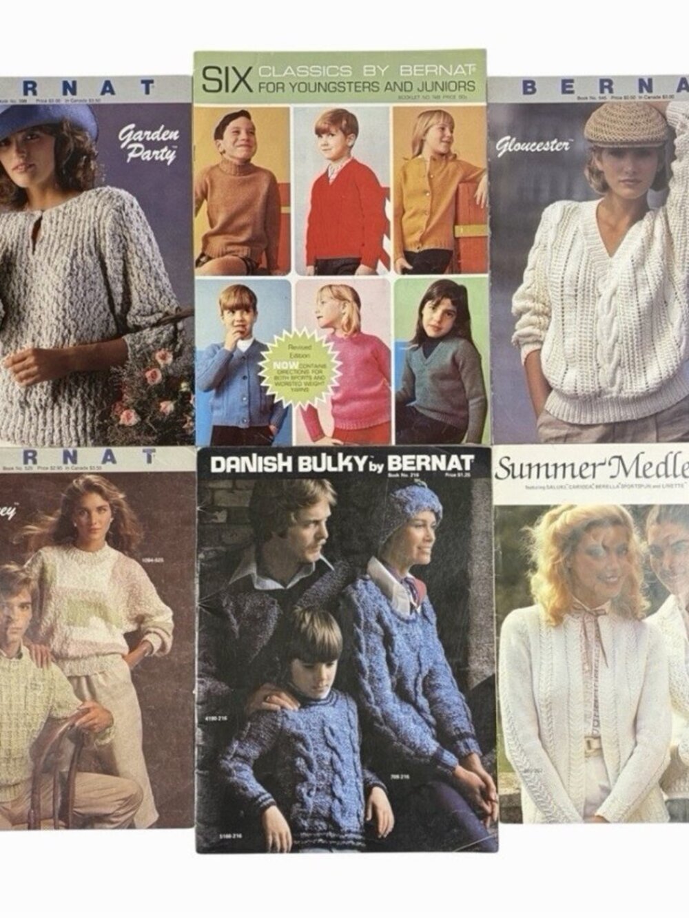 11 Bernat Knit Crochet Pattern Book Lot Sweater Scarf Hat Men Women Children